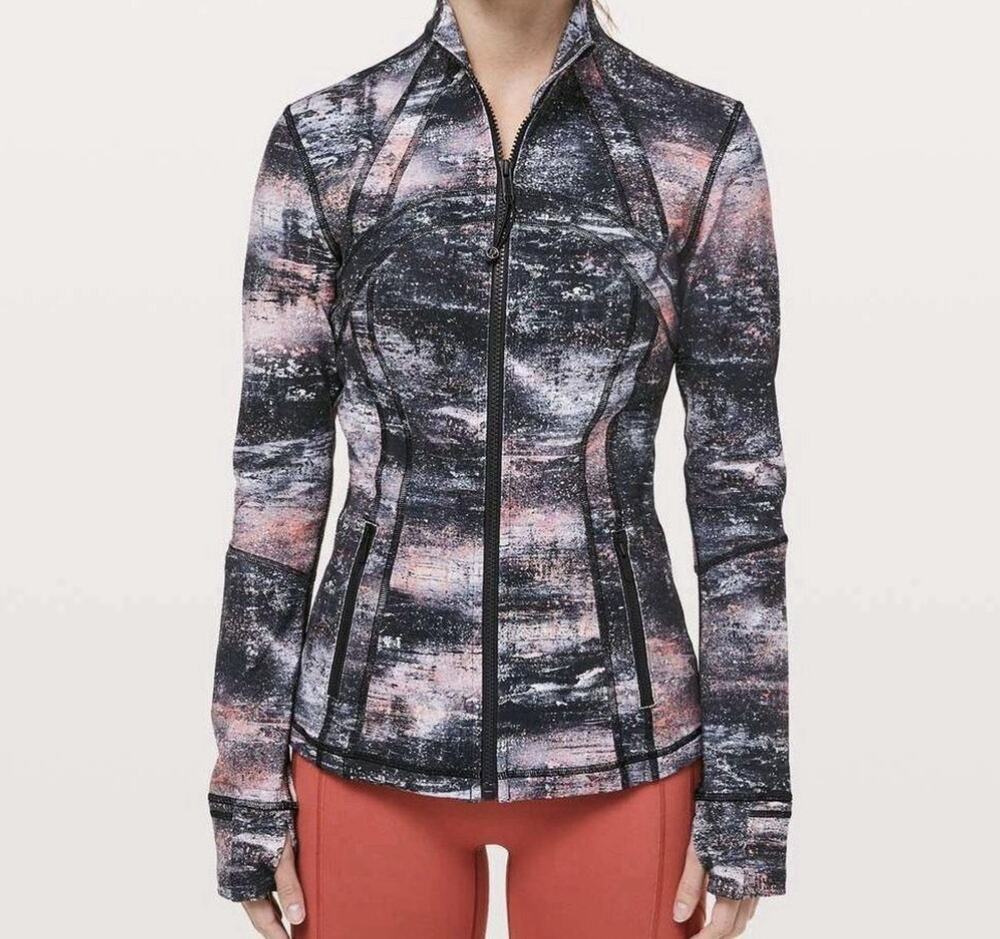 Lululemon Define Jacket Womens Size 4 Azurite Poppy Coral Abstract Print Luon